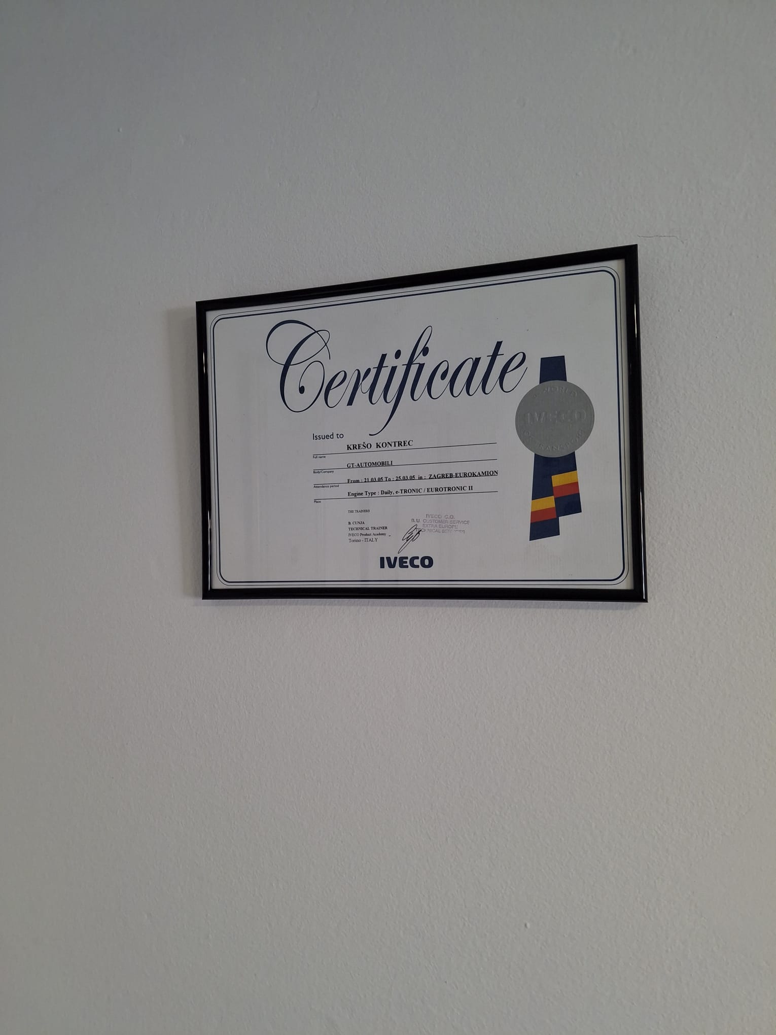 IVECO certifikat